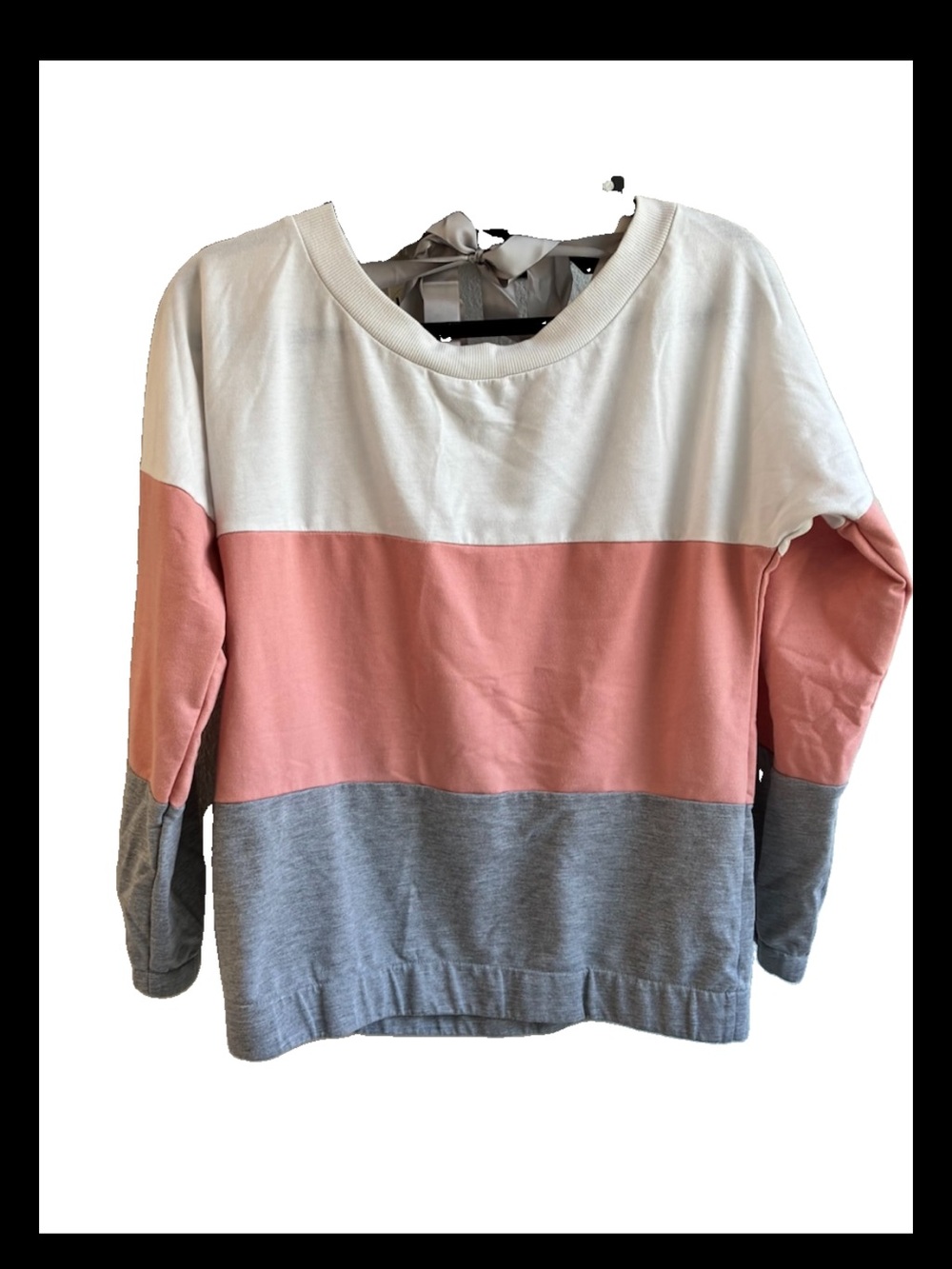 SHEIN Colorblock Pullover Sweatshirt - White, Blush, Gray